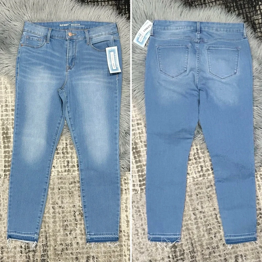 Old Navy Rockstar Womens Light Wash Secret Soft Skinny Jeans Stretch Size 10 NWT